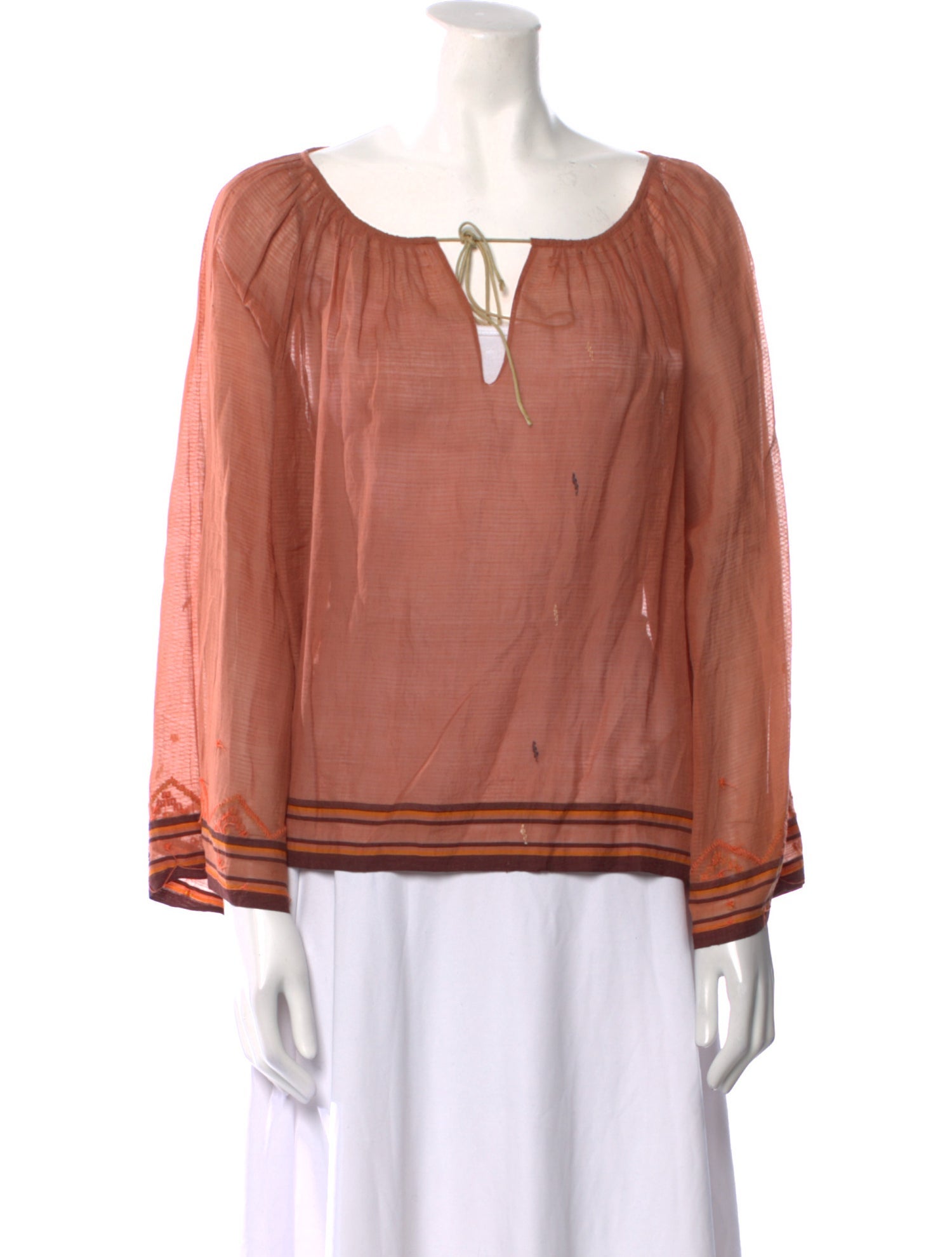 Dosa Tie Neck Long Sleeve Blouse