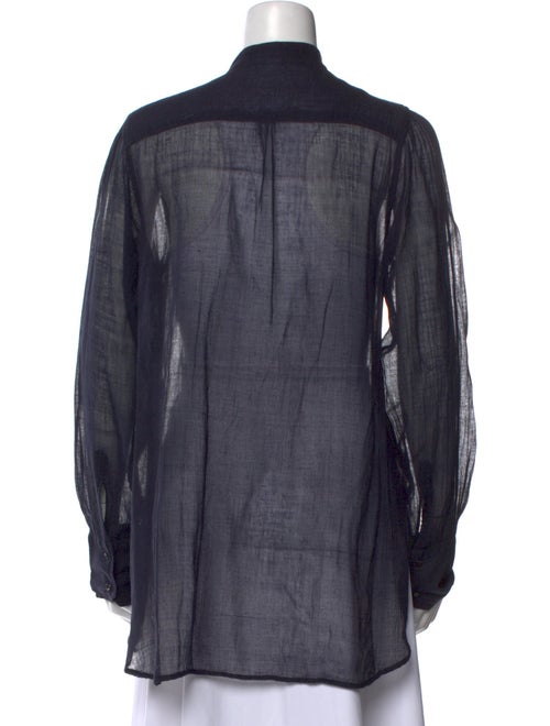 Dosa Mock Neck Long Sleeve Button-Up Top