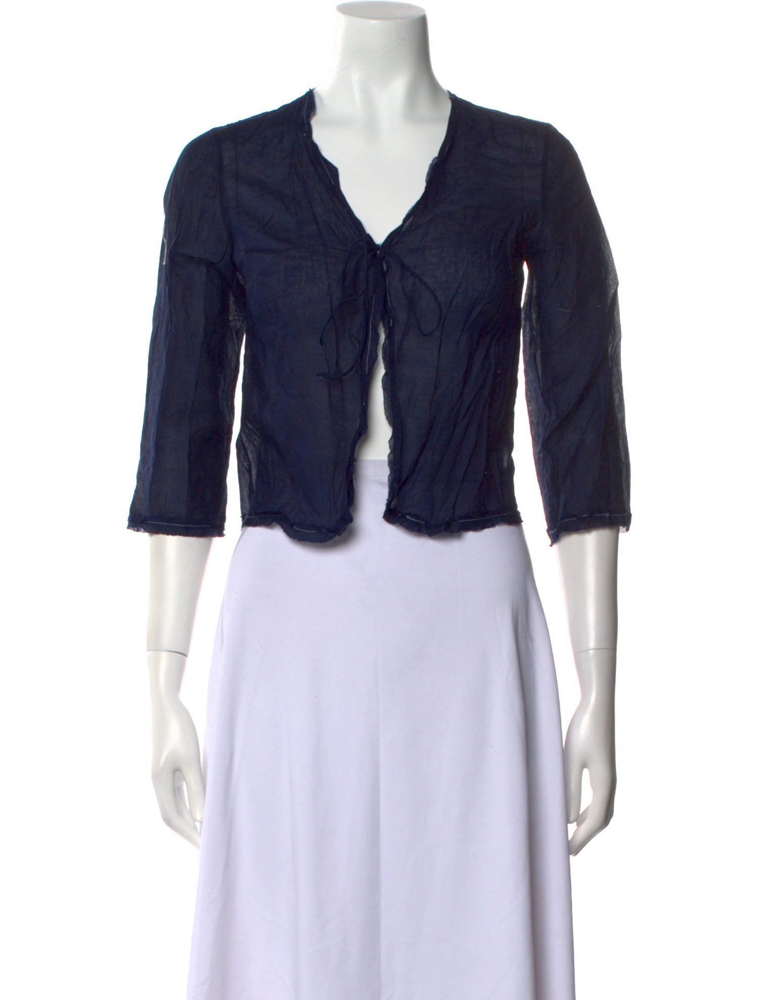 Dosa V-Neck Three-Quarter Sleeve Crop Top