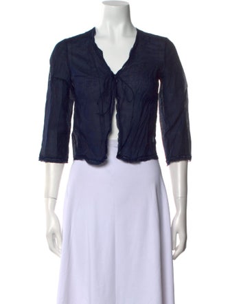 Dosa V-Neck Three-Quarter Sleeve Crop Top