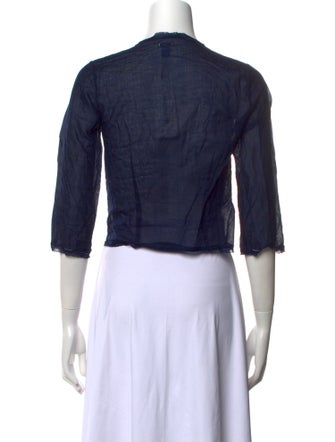 Dosa V-Neck Three-Quarter Sleeve Crop Top