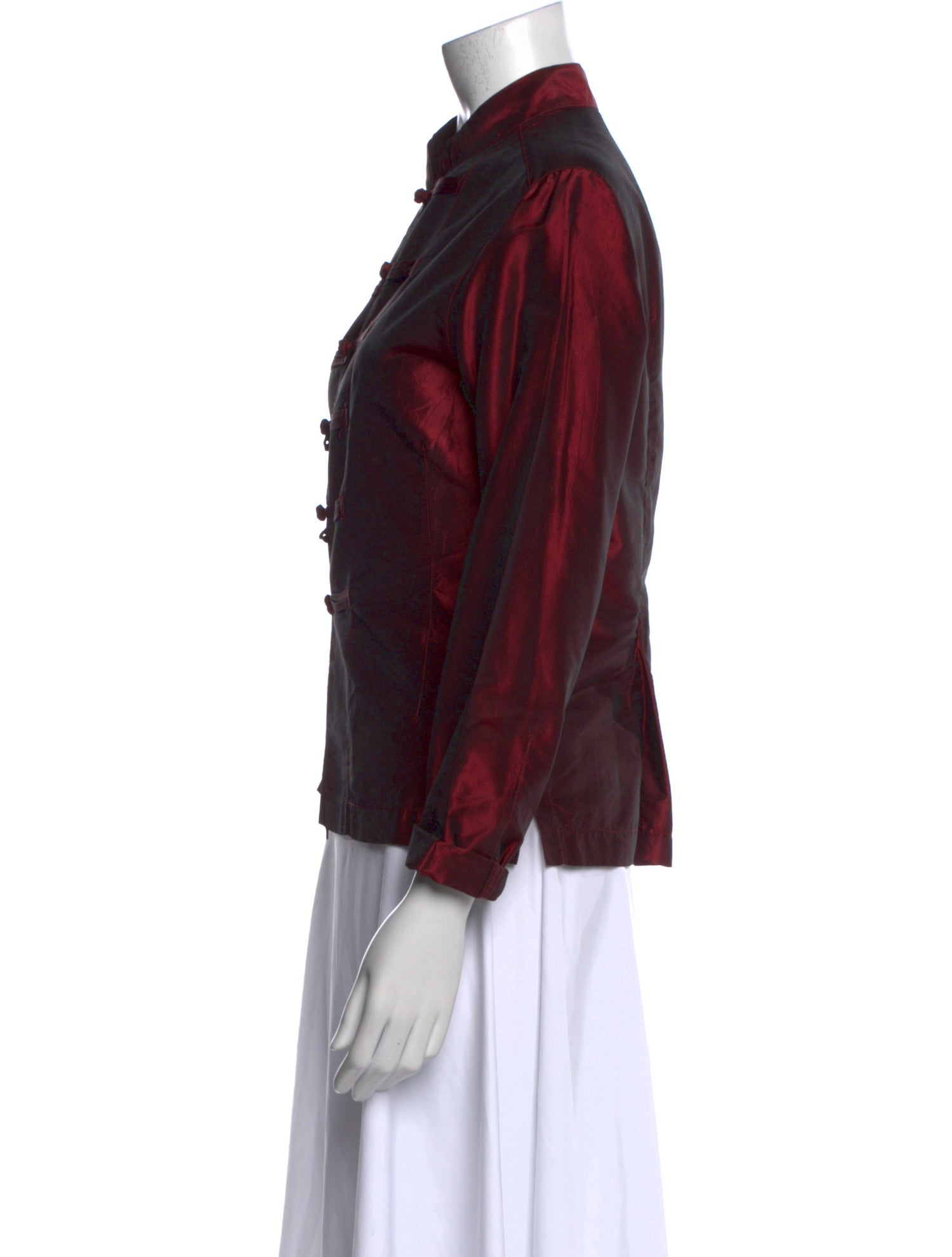 Dosa Silk Three-Quarter Sleeve Button-Up Top