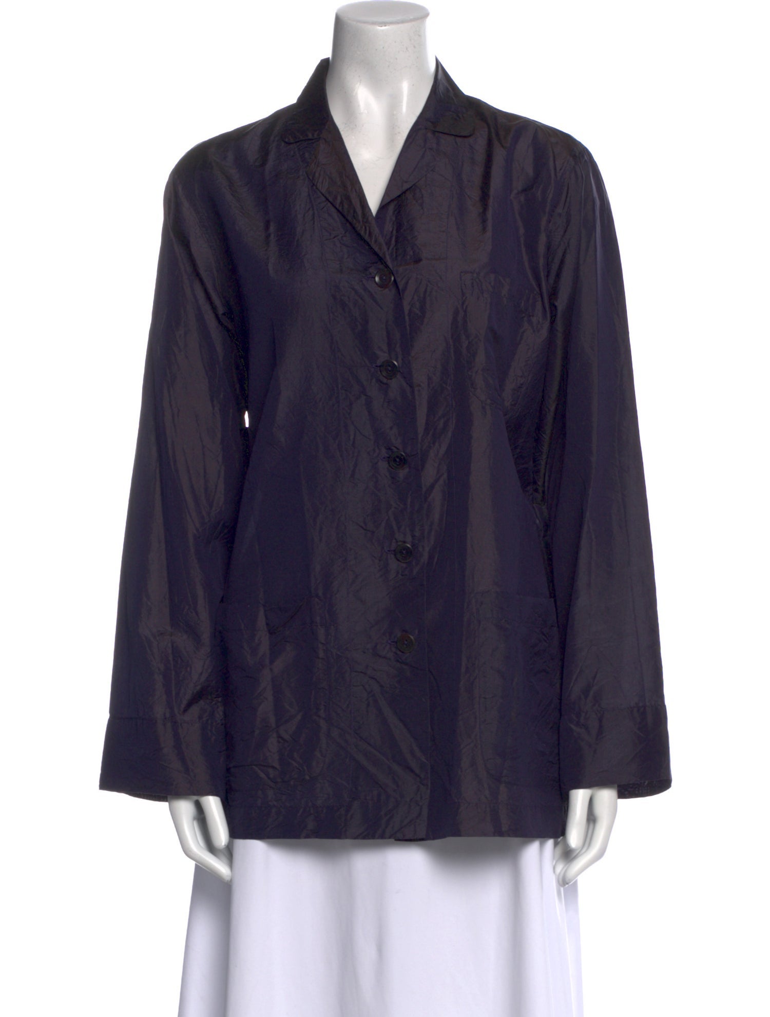 Dosa Silk Long Sleeve Button-Up Top