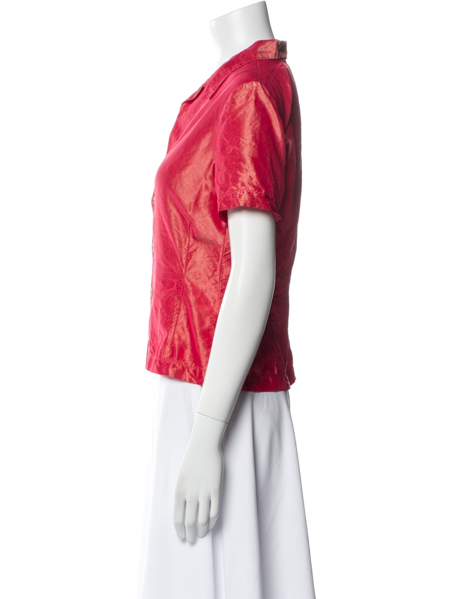 Dosa Silk Short Sleeve Button-Up Top