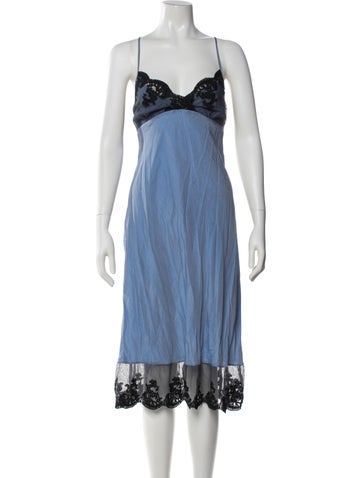 Pre-owned Dosa Silk Midi Length Dress In Blue