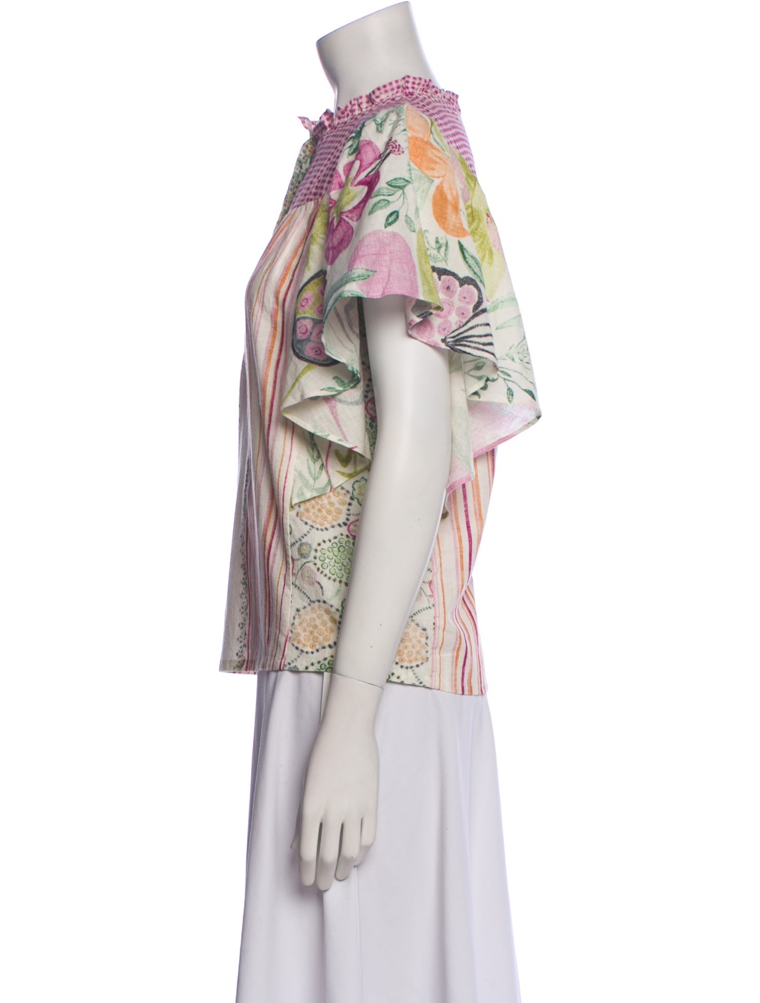 D'Ascoli Striped Mock Neck Blouse