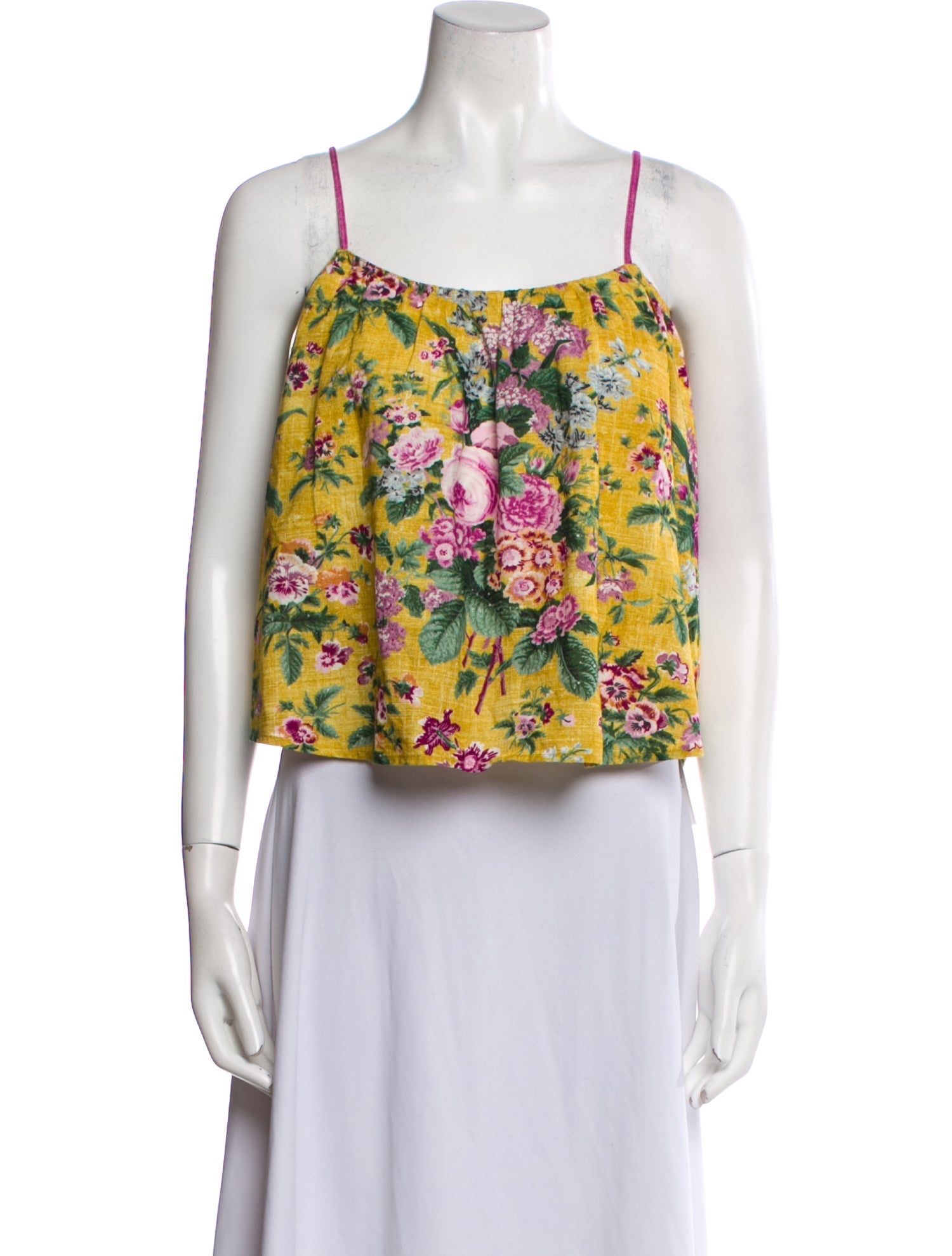 D'Ascoli Floral Print Square Neckline Crop Top
