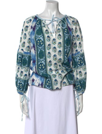 D'Ascoli Printed Tie Neck Blouse
