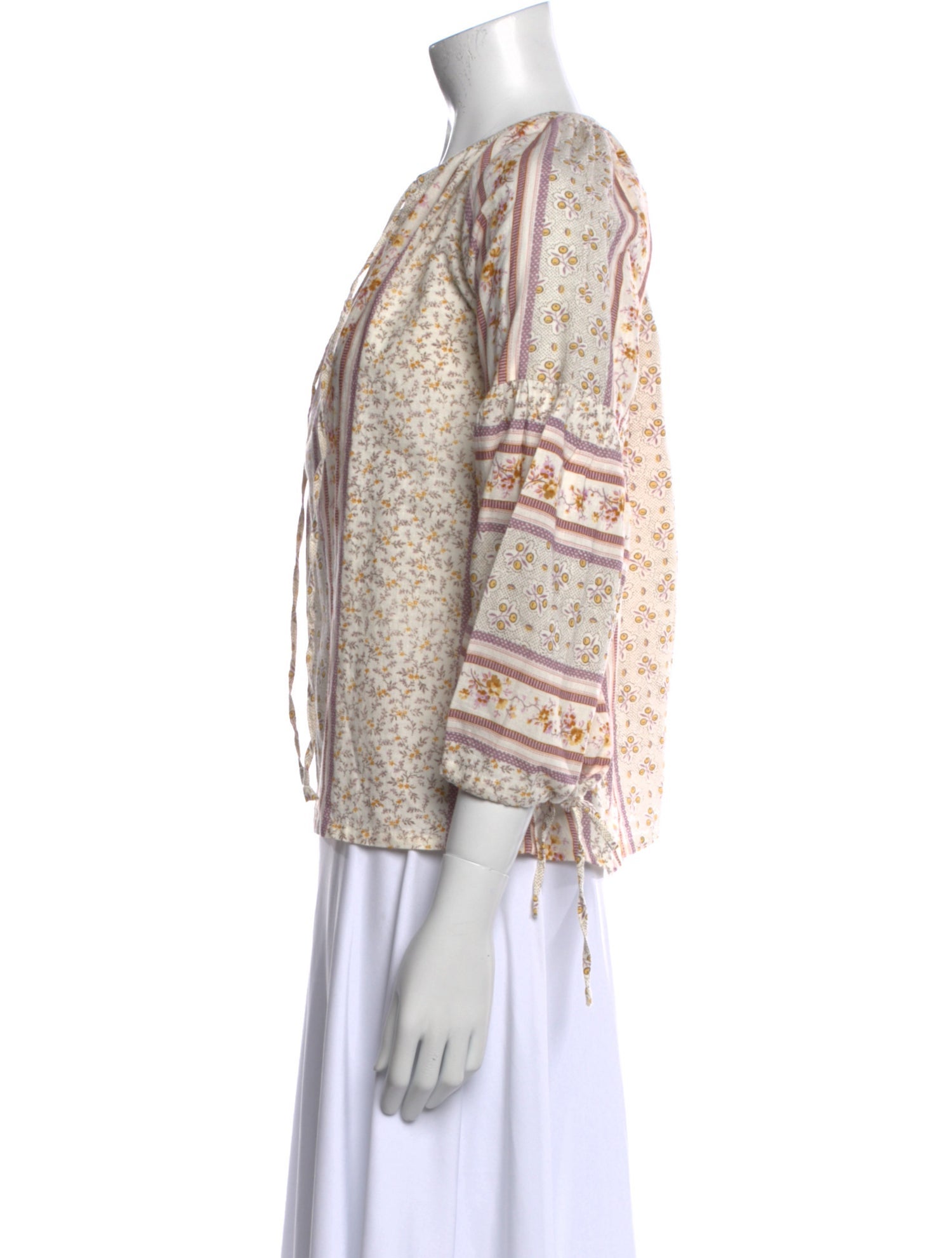 D'Ascoli Printed V-Neck Blouse w/ Tags