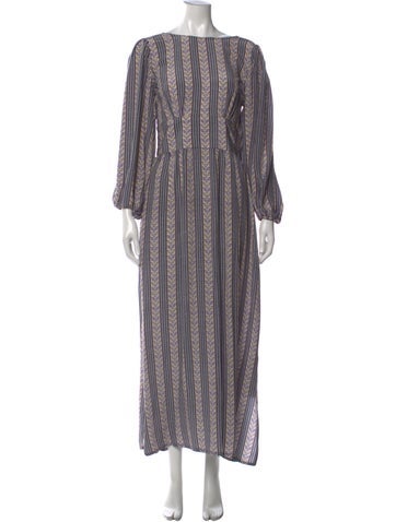 Pre-owned D'ascoli Silk Long Dress In Purple