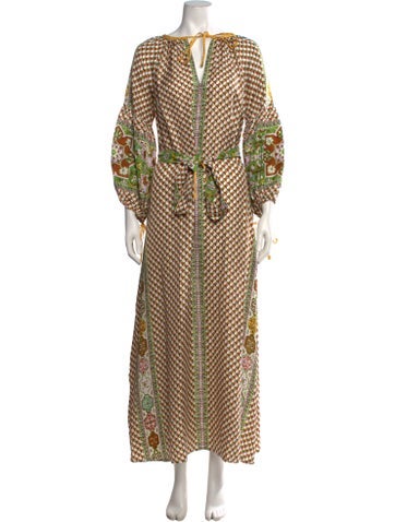 Pre-owned D'ascoli Silk Long Dress In Multicolor