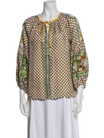 Pre-owned D'ascoli Silk Printed Blouse In Multicolor
