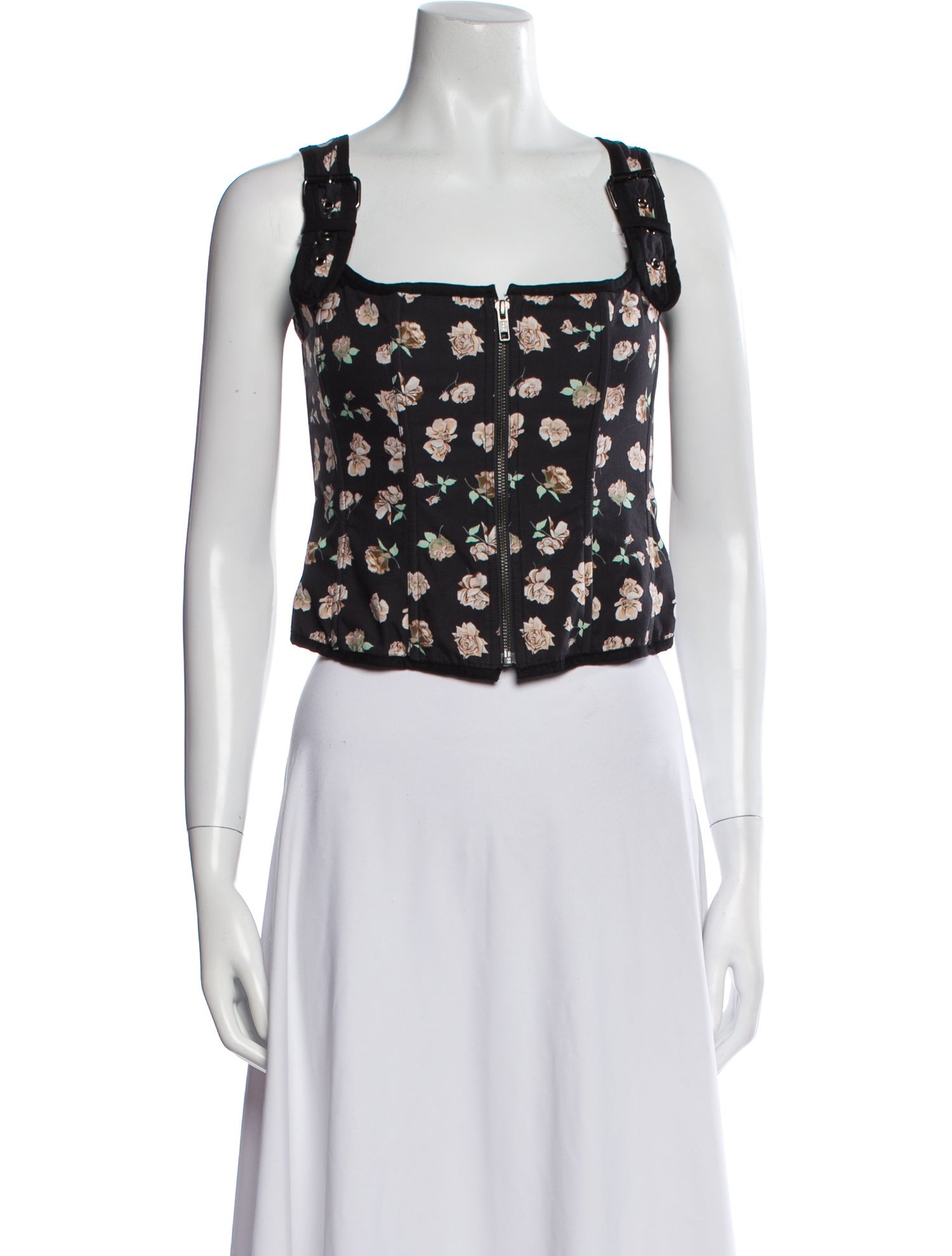 Dana Foley NYC Floral Print Square Neckline Crop Top