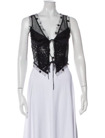 Dana Foley NYC V-Neck Sleeveless Crop Top