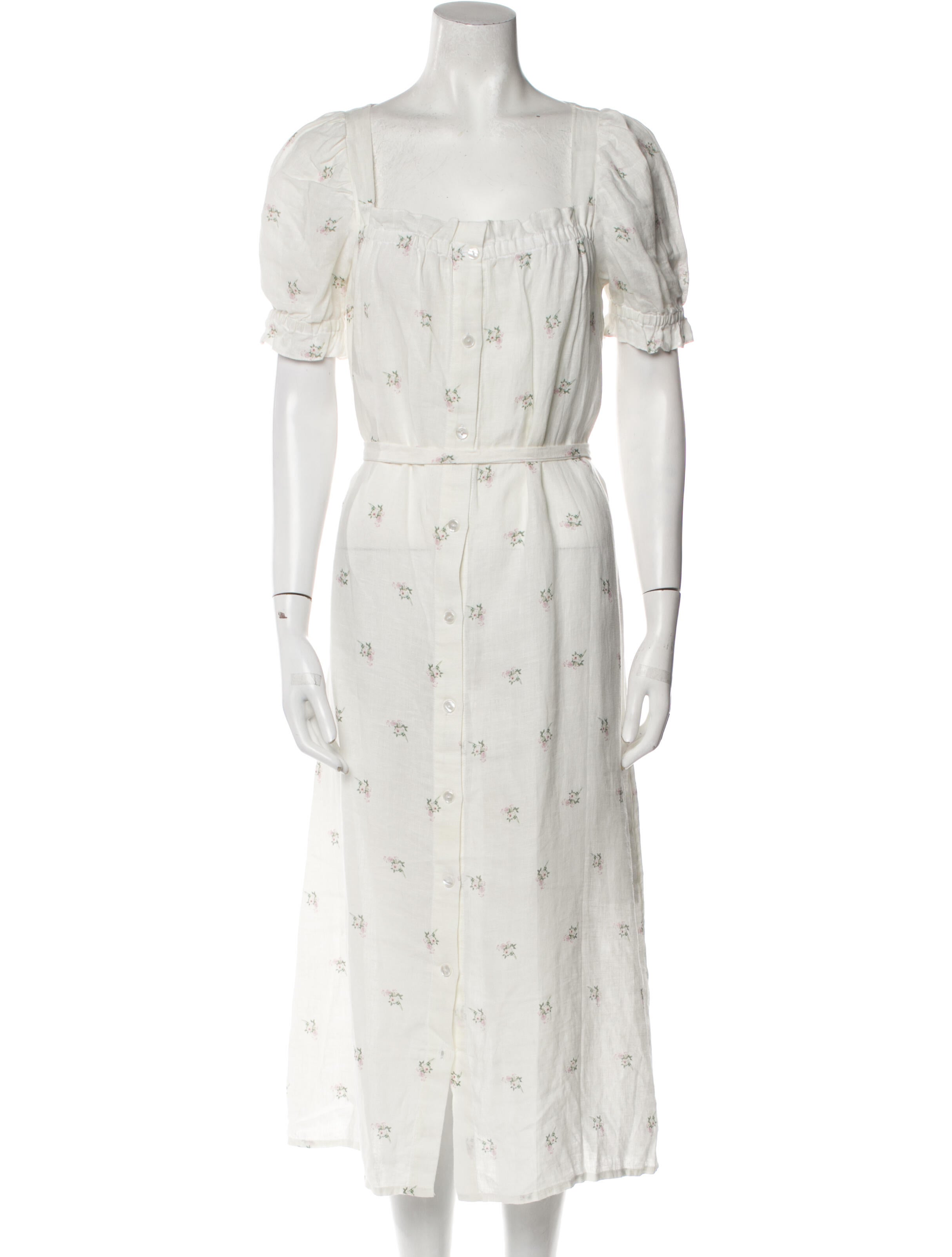 Daily Sleeper Floral Print Long Dress White Dresses, Clothing