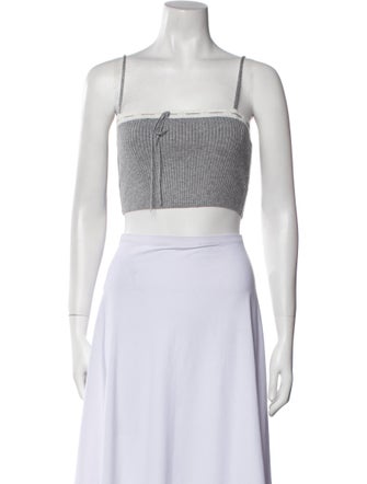 Danielle Guizio Square Neckline Sleeveless Crop Top