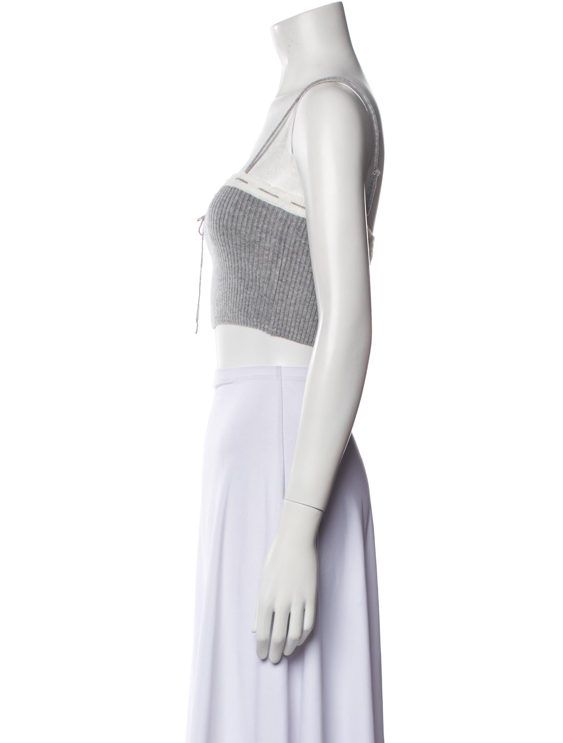 Danielle Guizio Square Neckline Sleeveless Crop Top