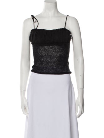 Danielle Guizio Square Neckline Sleeveless Crop Top
