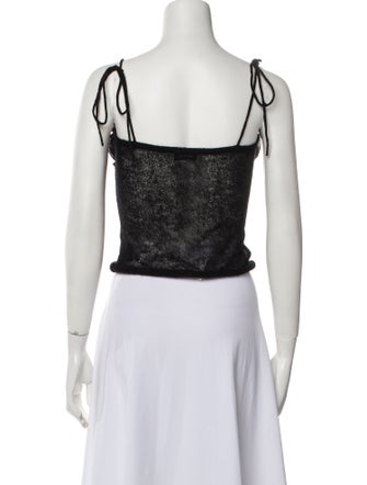 Danielle Guizio Square Neckline Sleeveless Crop Top