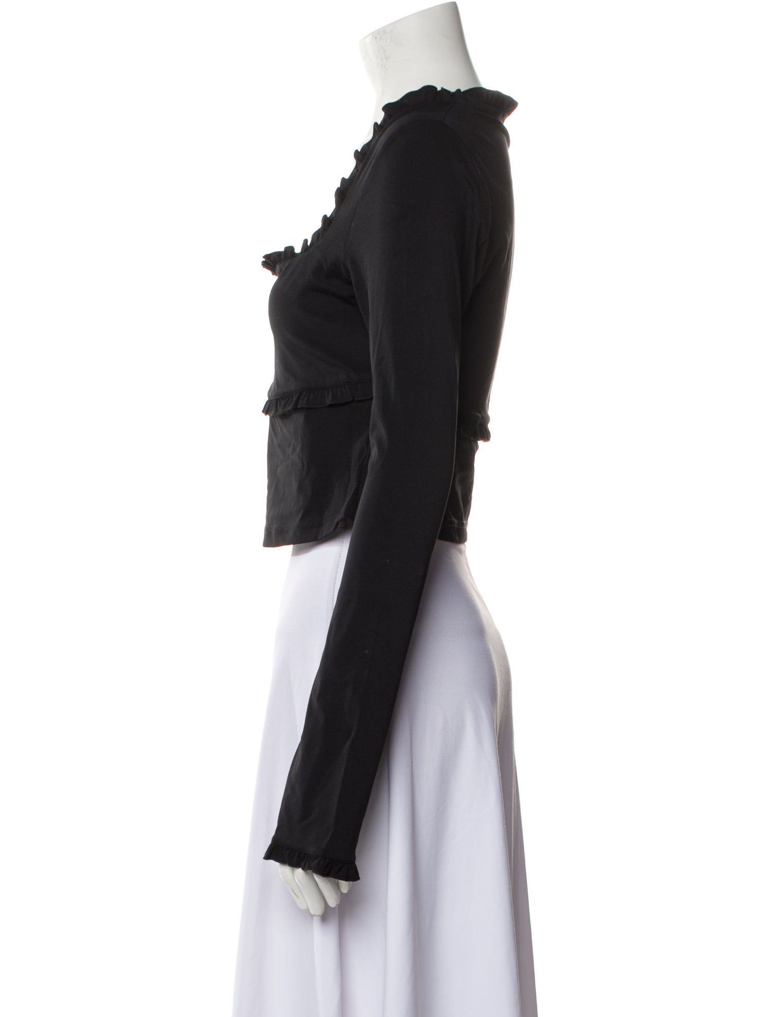 Danielle Guizio Square Neckline Long Sleeve Crop Top