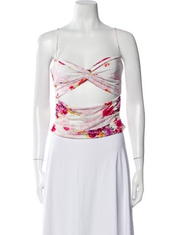 Danielle Guizio Tops Nylon Printed Crop Top L