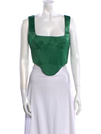 Danielle Guizio Square Neckline Sleeveless Crop Top