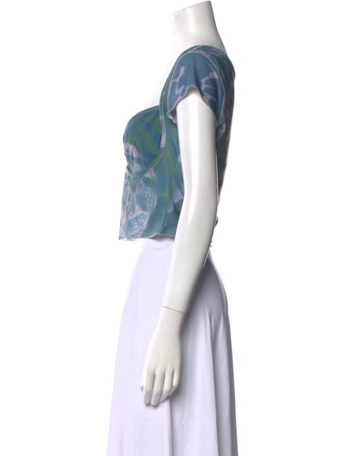 Danielle Guizio Printed Square Neckline Crop Top