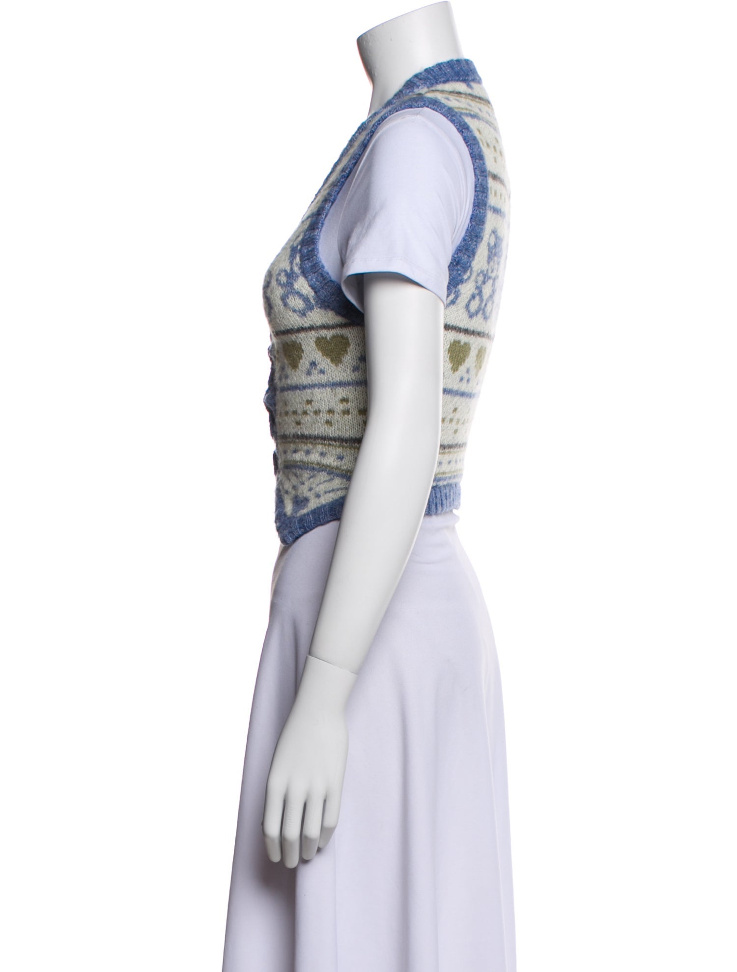 Danielle Guizio Printed V-Neck Sweater