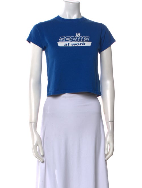 Danielle Guizio Graphic Print Crew Neck Crop Top