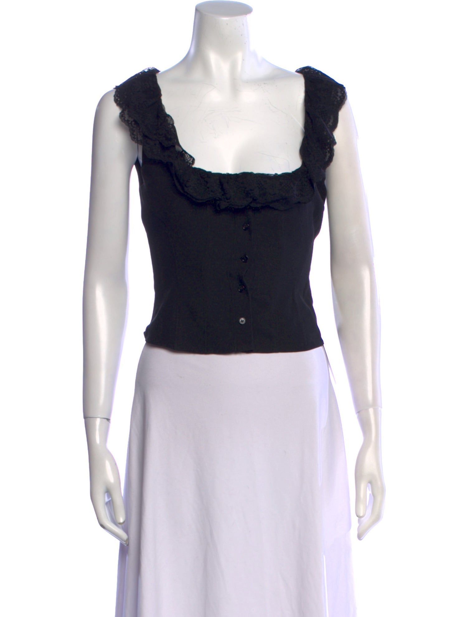 Danielle Guizio Square Neckline Sleeveless Crop Top