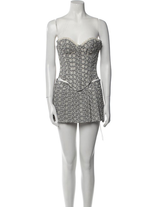 Danielle Guizio Lace Pattern Embroidered Accent Short Set