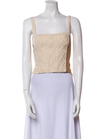 Danielle Guizio Wool Square Neckline Crop Top