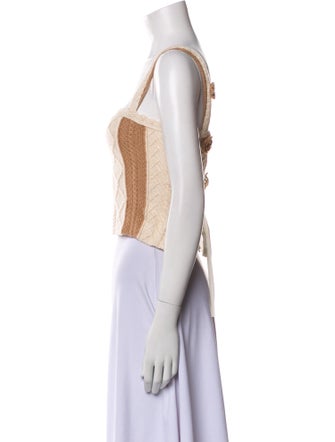 Danielle Guizio Wool Square Neckline Crop Top