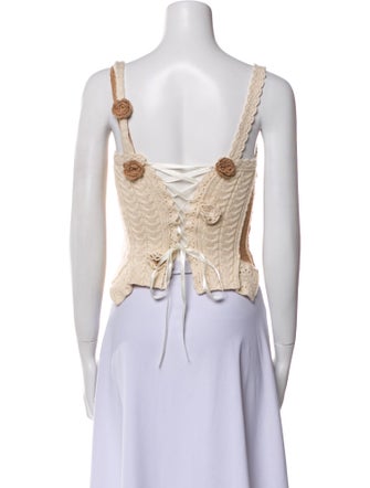 Danielle Guizio Wool Square Neckline Crop Top