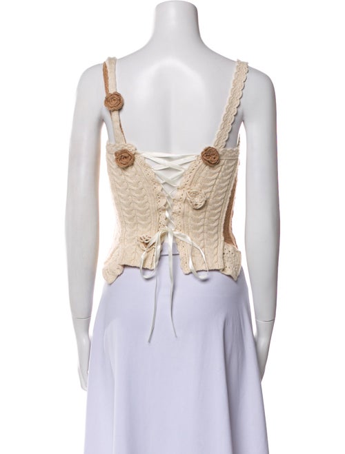 Danielle Guizio Wool Square Neckline Crop Top