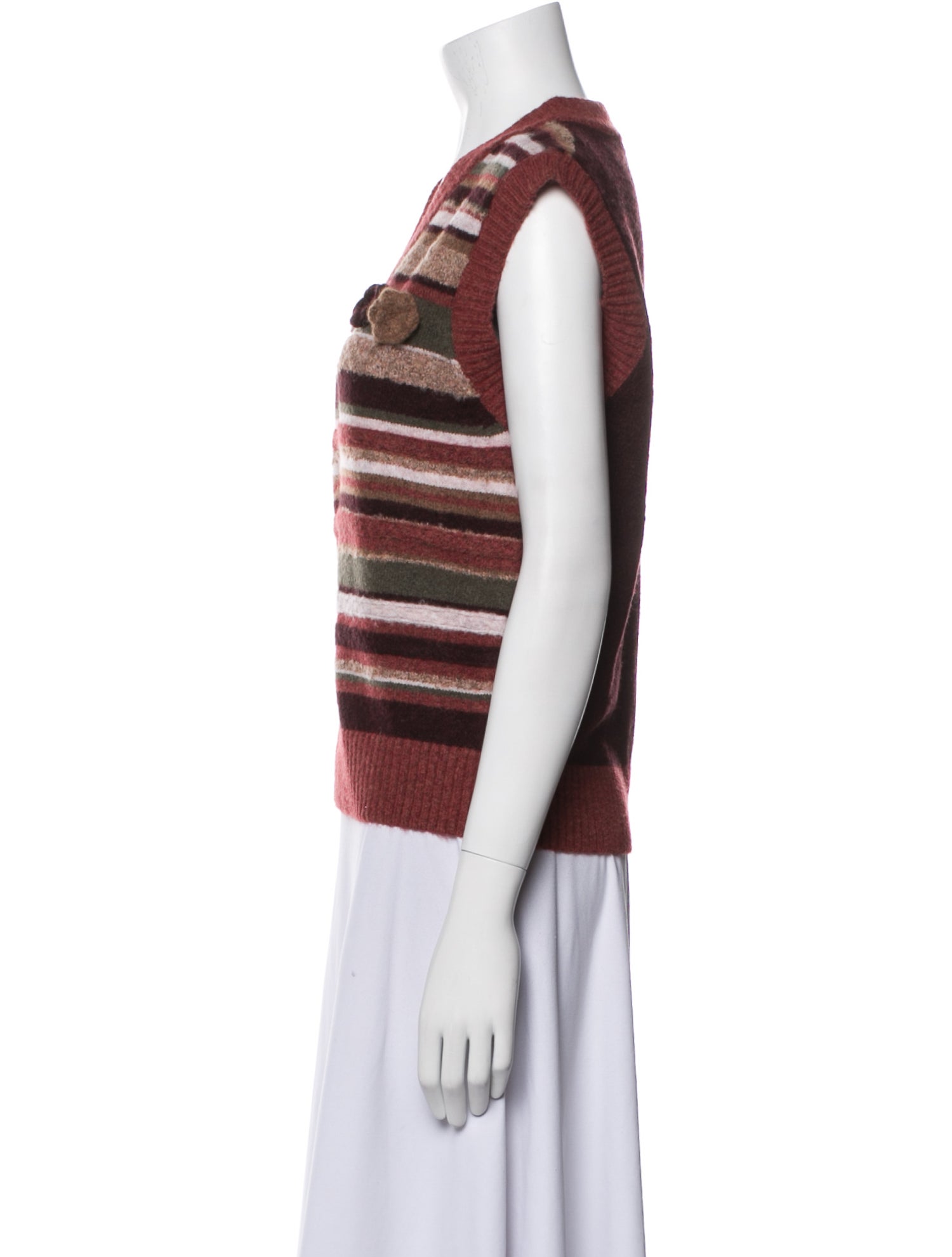 Danielle Guizio Striped V-Neck Sweater