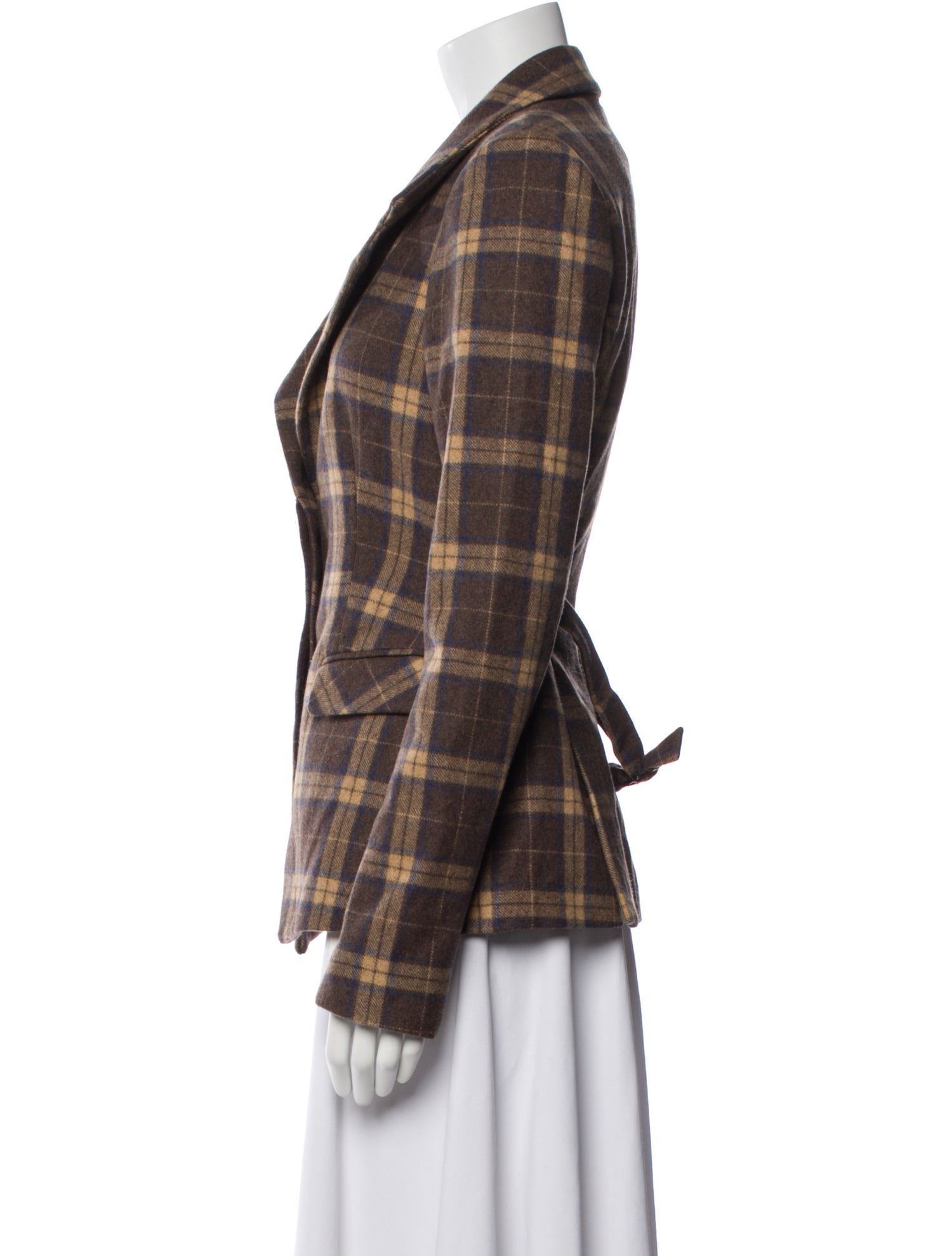 Danielle Guizio Wool Plaid Print Blazer