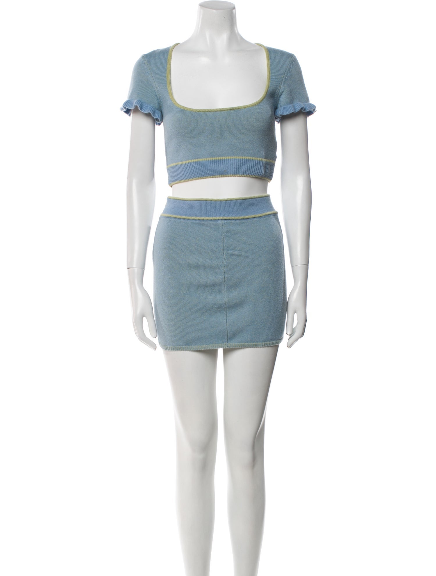 Danielle Guizio Wool Ruffle Embellishment Skirt Set