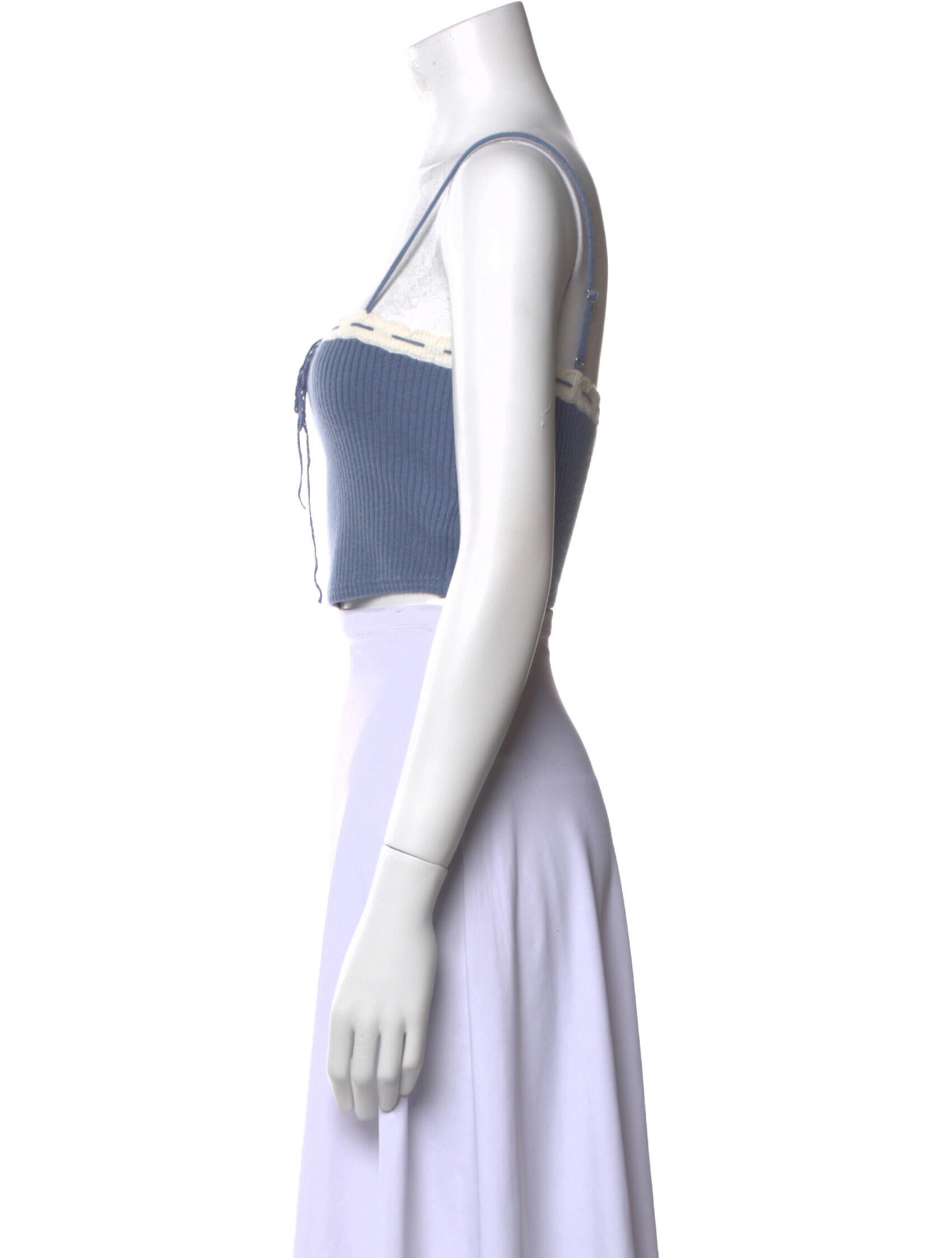 Danielle Guizio Square Neckline Sleeveless Crop Top