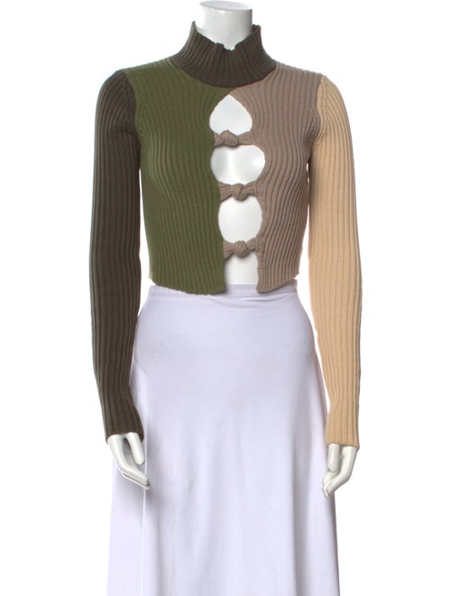 Danielle Guizio Colorblock Pattern Turtleneck Sweater