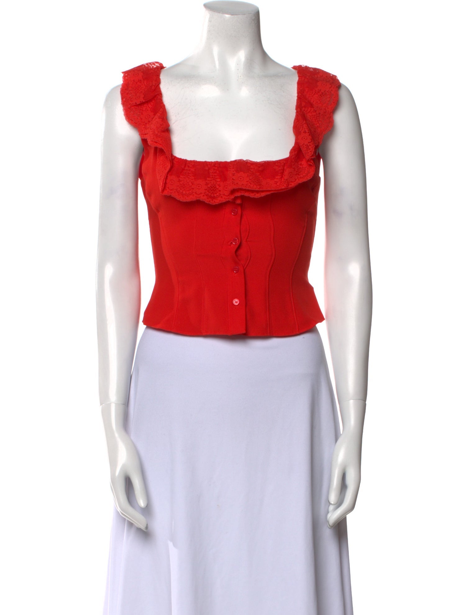 Danielle Guizio Square Neckline Sleeveless Crop Top