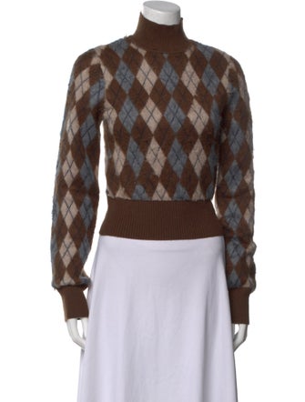 Danielle Guizio Nylon Plaid Print Sweater