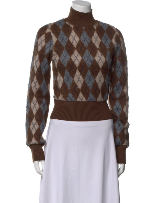 Danielle Guizio Nylon Plaid Print Sweater