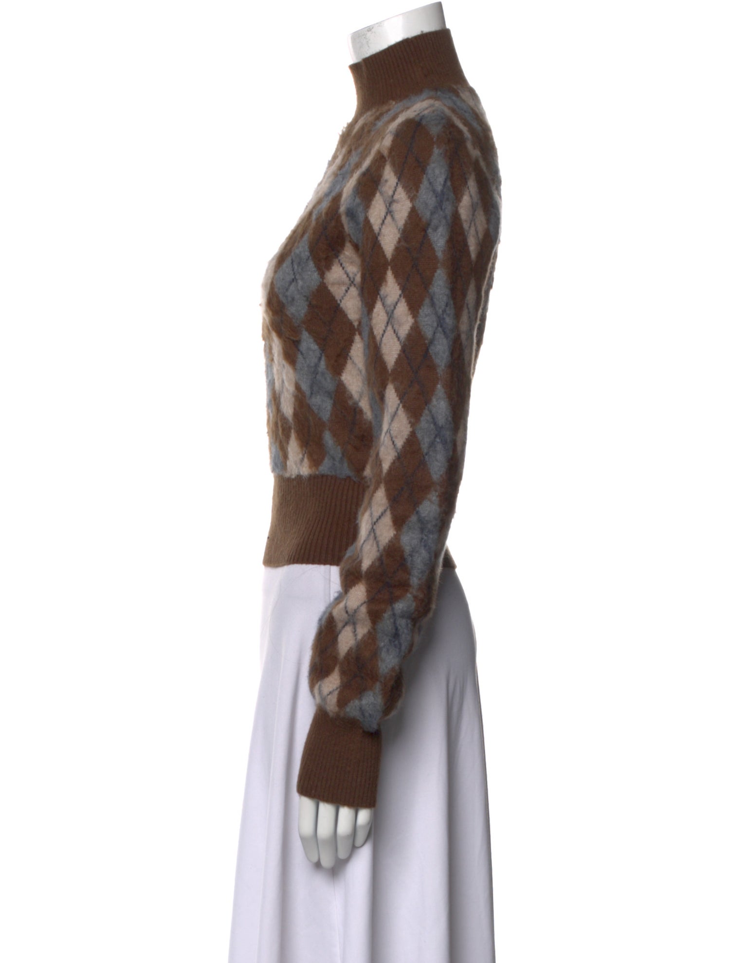 Danielle Guizio Nylon Plaid Print Sweater