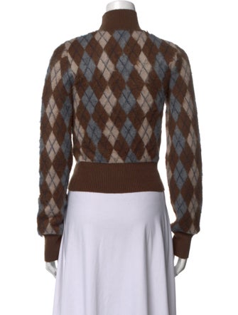 Danielle Guizio Nylon Plaid Print Sweater