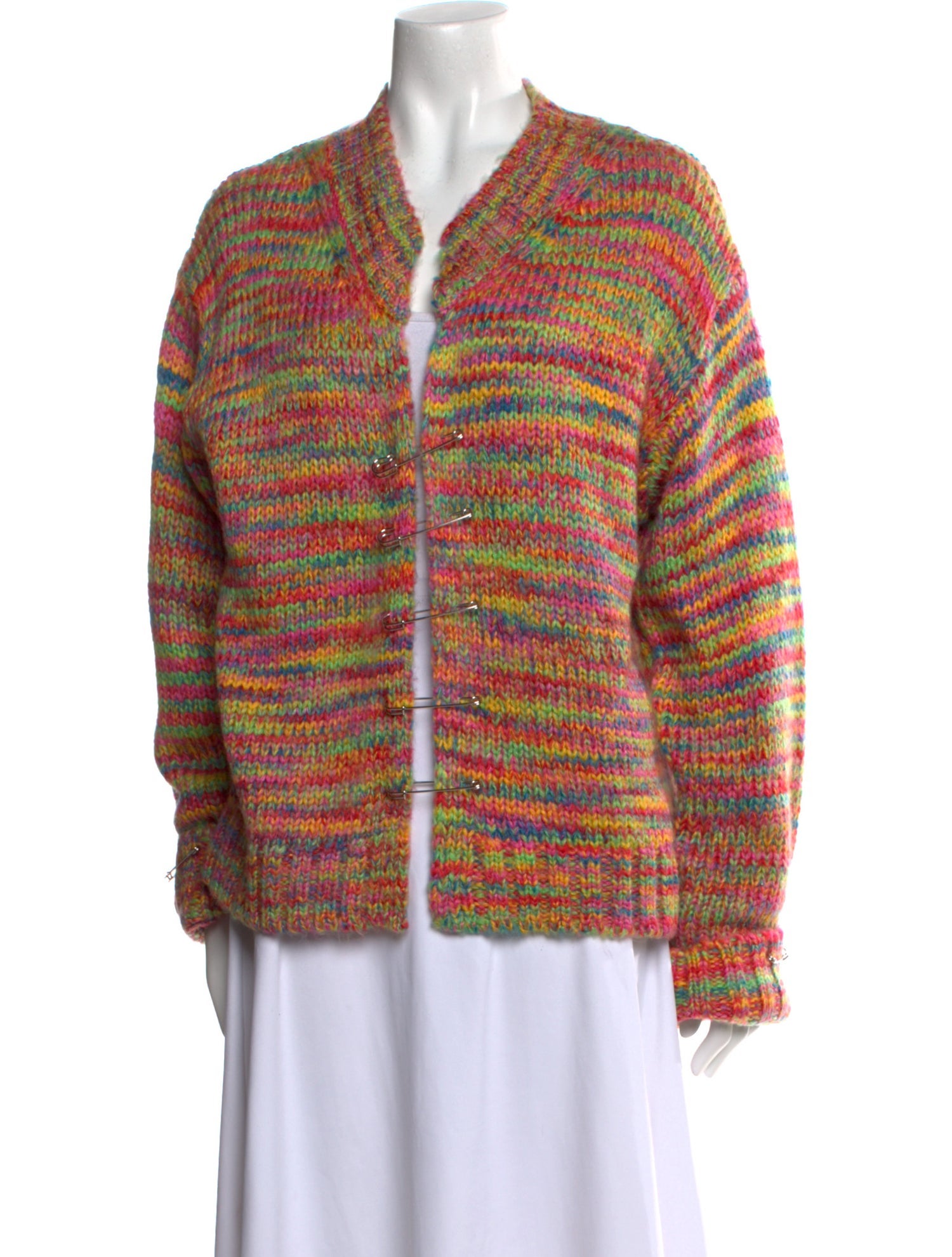 Danielle Guizio Striped V-Neck Sweater