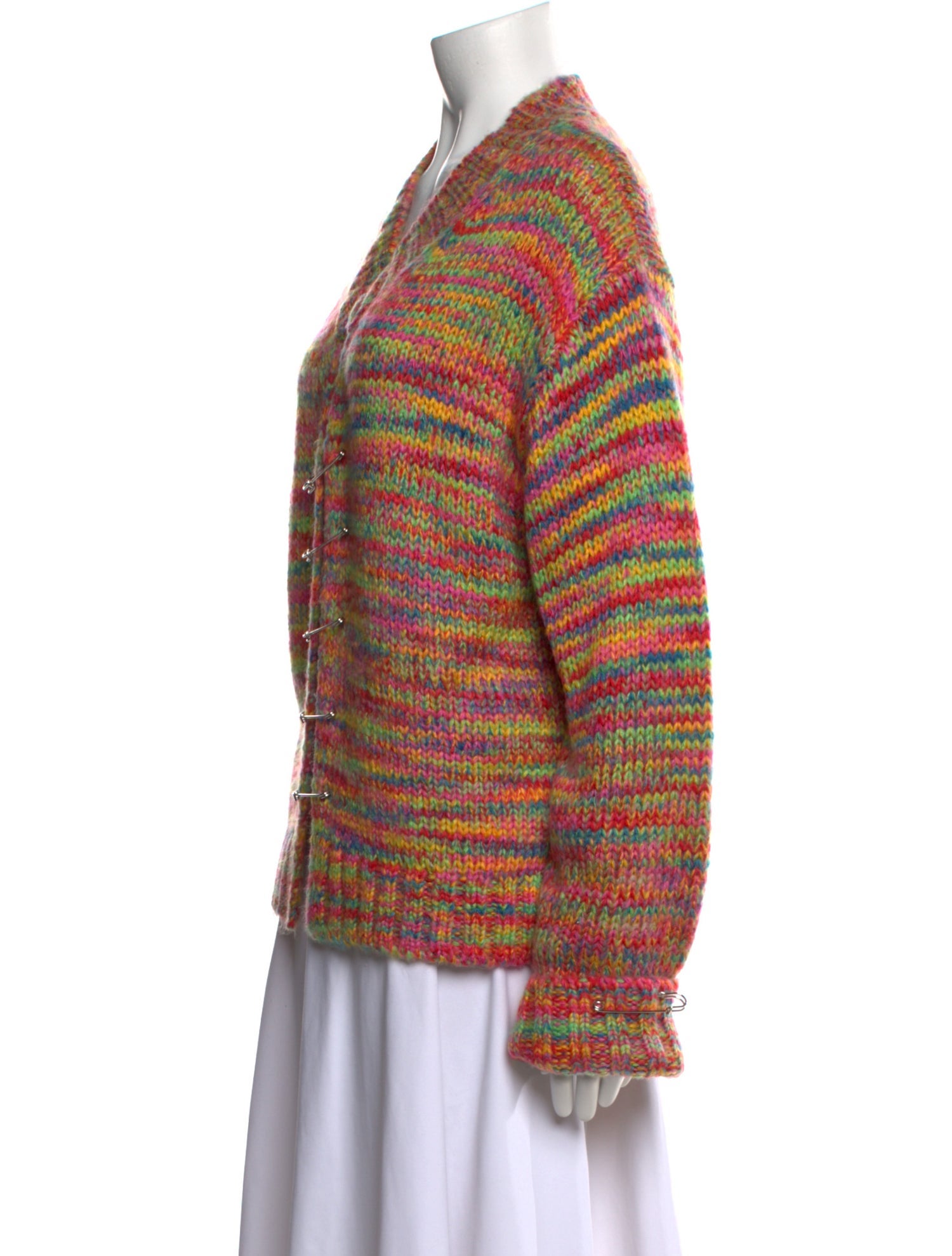 Danielle Guizio Striped V-Neck Sweater