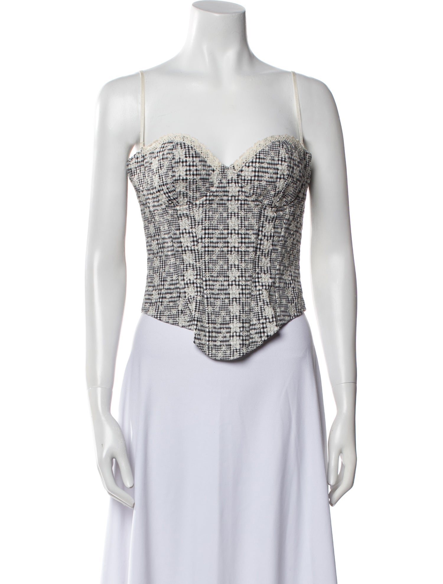 Danielle Guizio Printed Square Neckline Crop Top