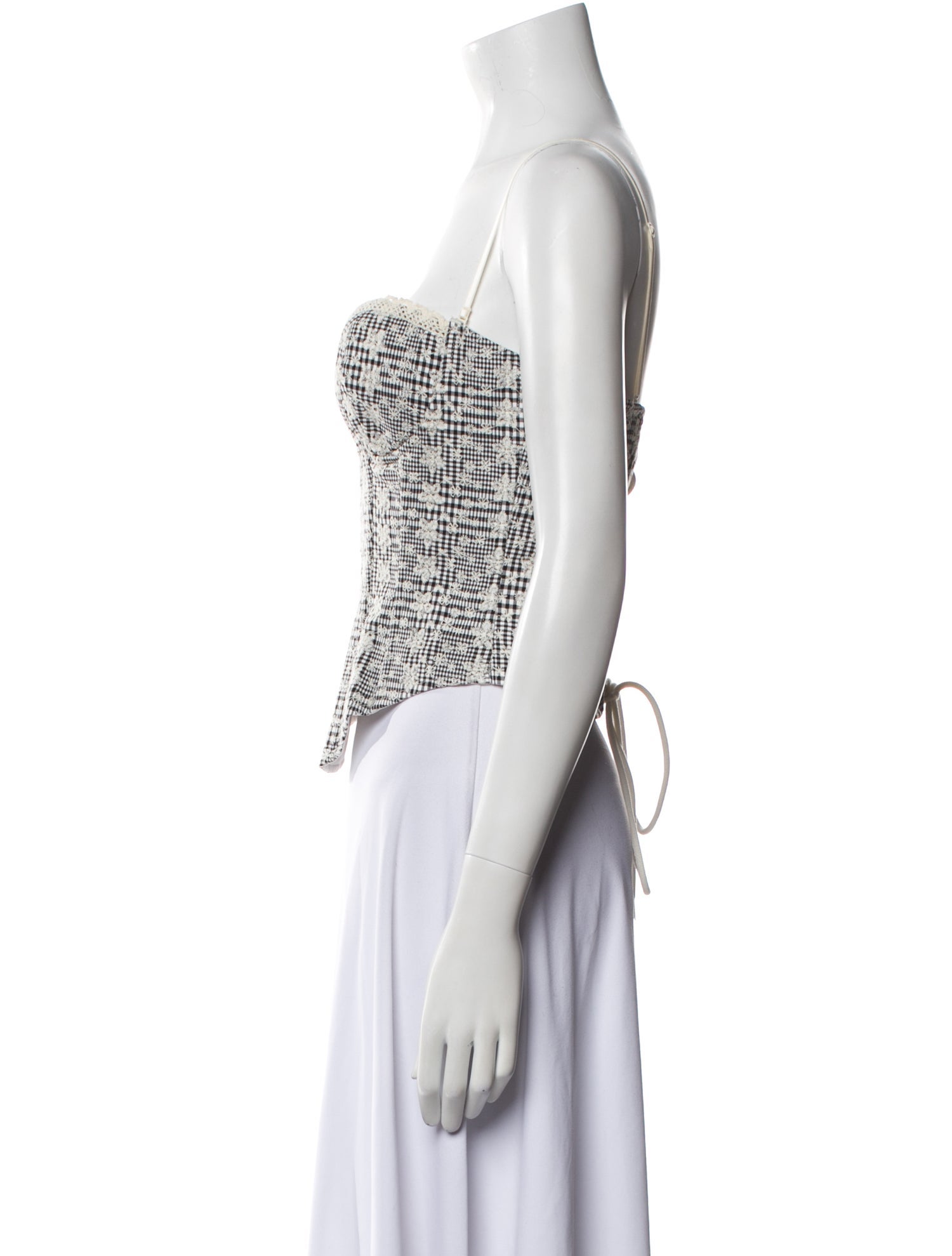 Danielle Guizio Printed Square Neckline Crop Top