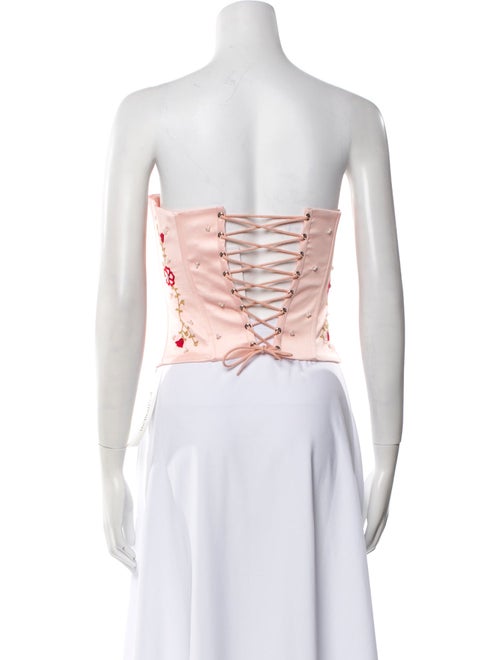 Danielle Guizio Floral Print Strapless Crop Top